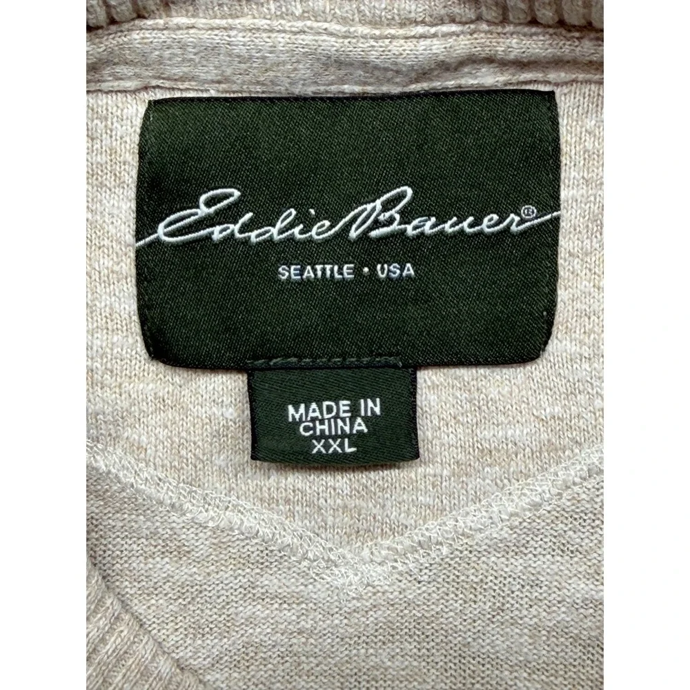 Eddie Bauer Mens XXL Beige Cotton Crewneck Pullover Sweater Marl Knit Heathered - Picture 3 of 5